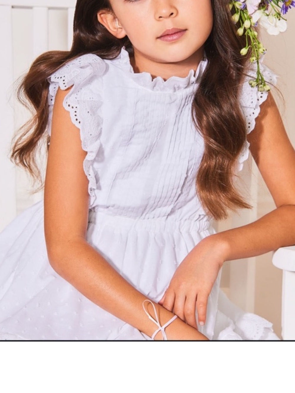 Janie and Jack Pintuck Eyelet Dress Summer Ruffle Detail Size 5 Special Occasion - Picture 4 of 14